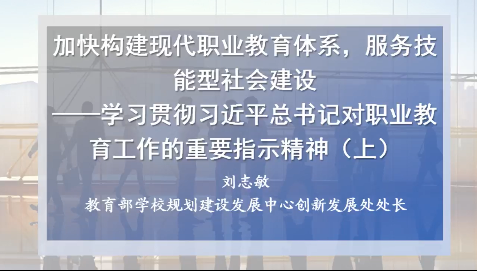 加快构建现代职业教育体系,服务技能型社会建设学习贯彻习近平总书记对职业教育工作的重要指示精神